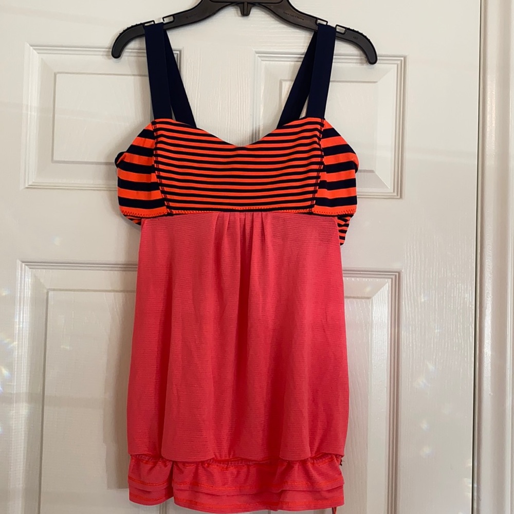 Lululemon Rest Less Yoga Tank orange navy size 8